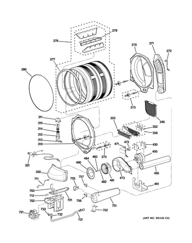 Drum, blower & motor