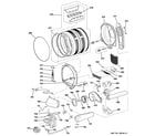 GE DPGT750GC1PL drum, blower & motor diagram