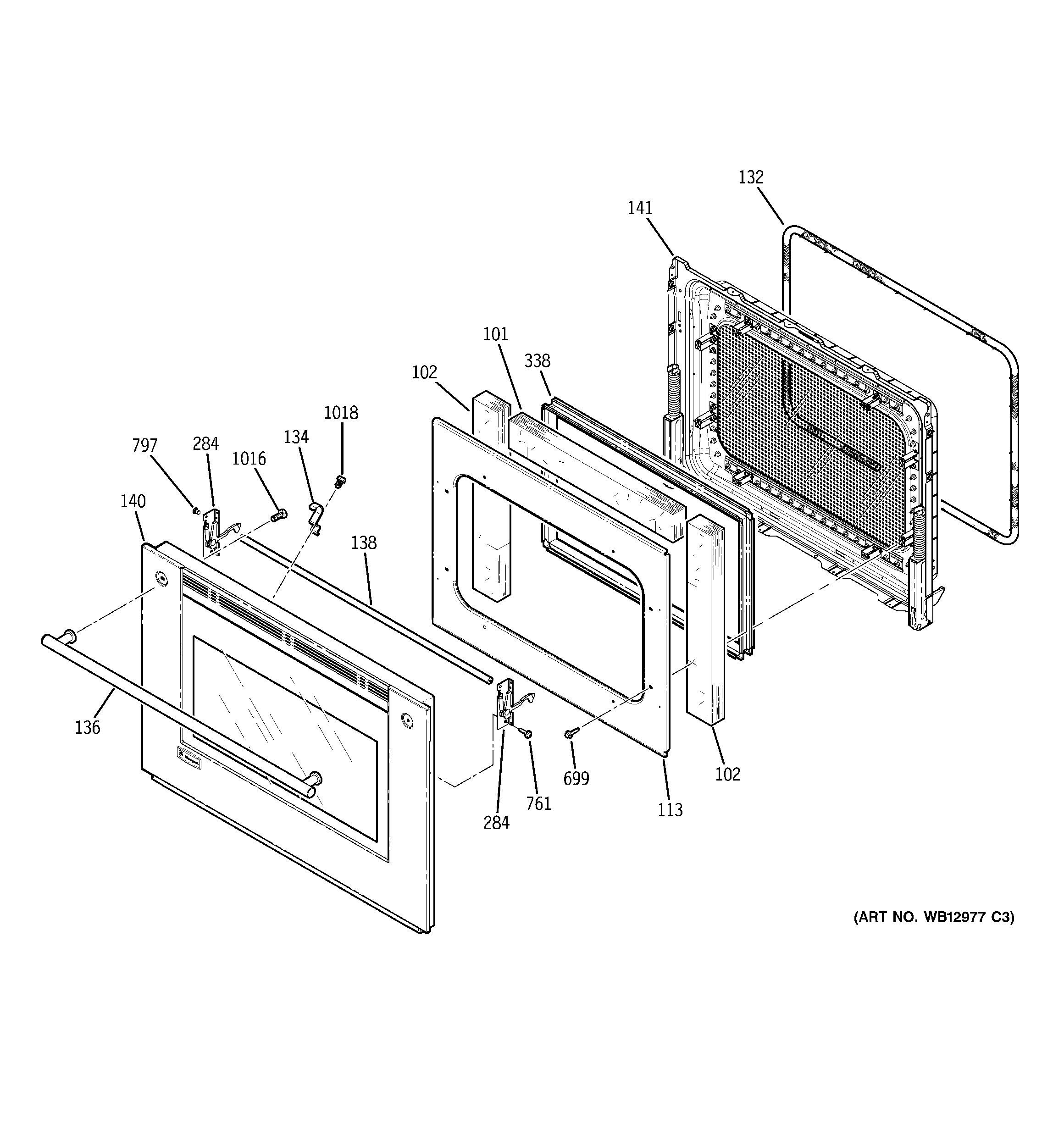 Upper oven door