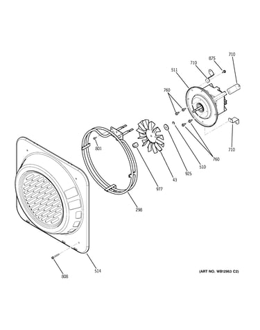 Upper oven convection fan