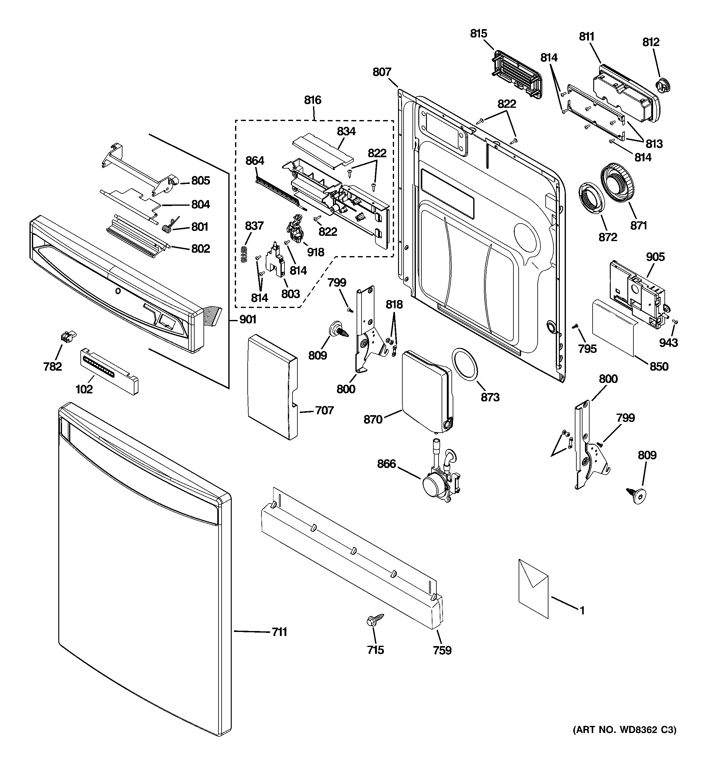 Escutcheon & door assembly