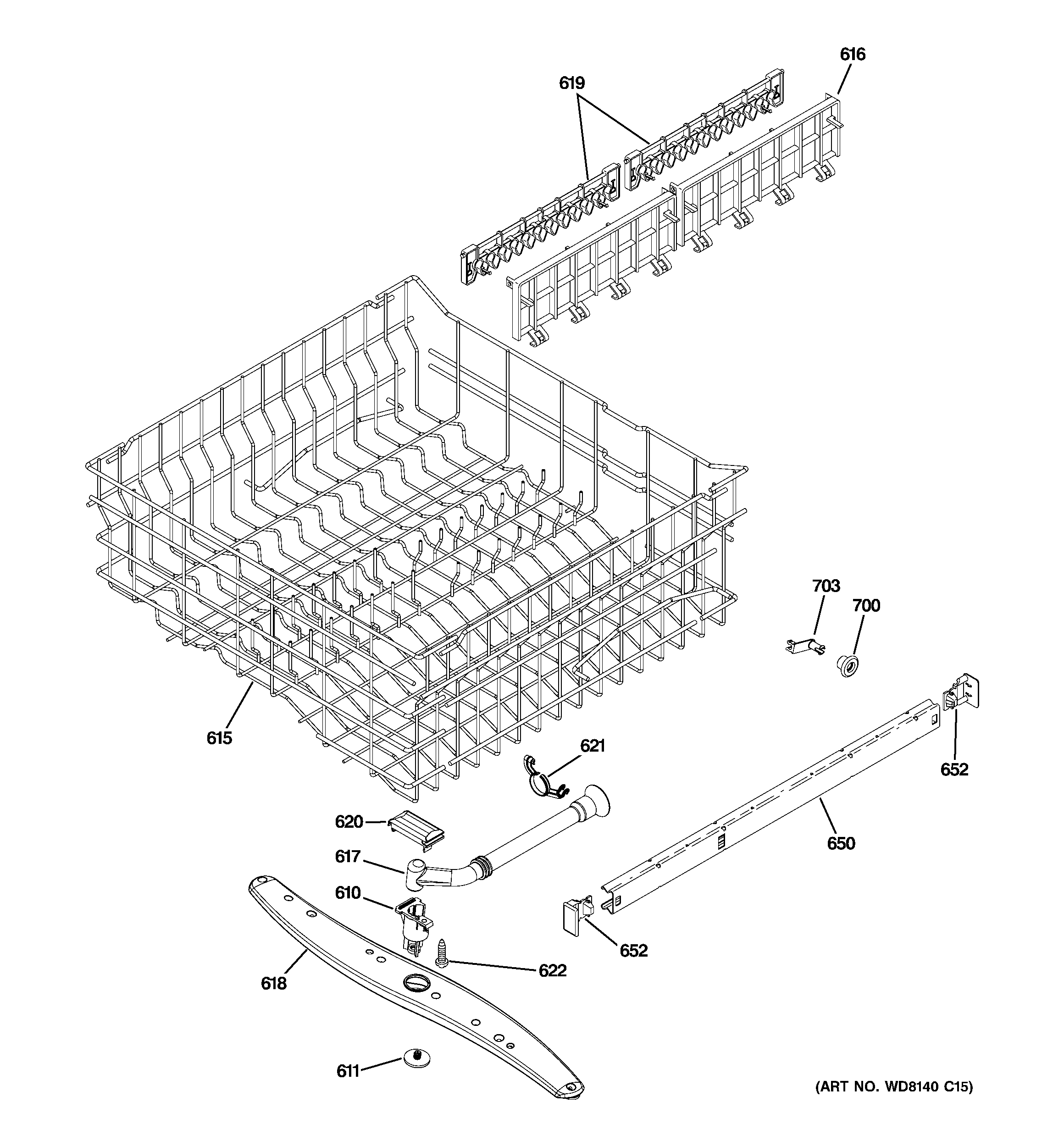 Upper rack assembly