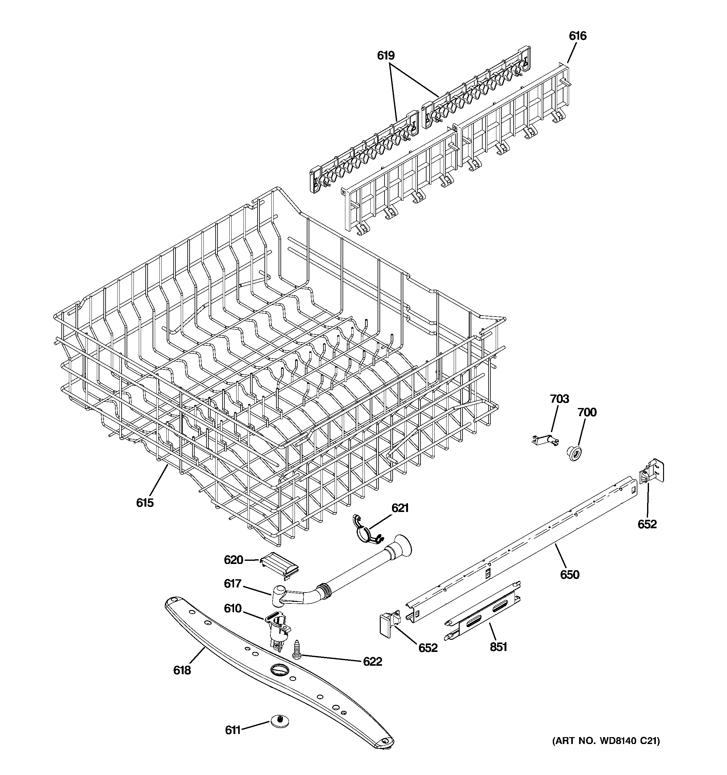 Upper rack assembly