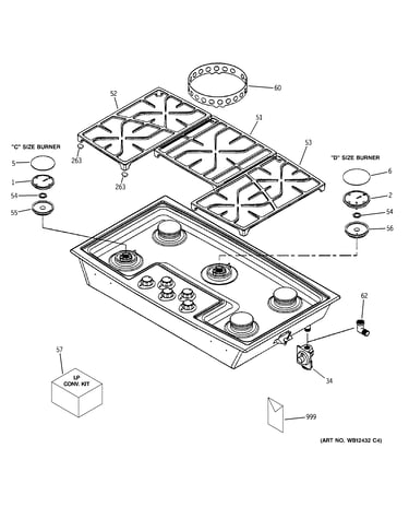 Cooktop appearance parts