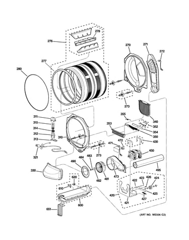Drum, motor & blower