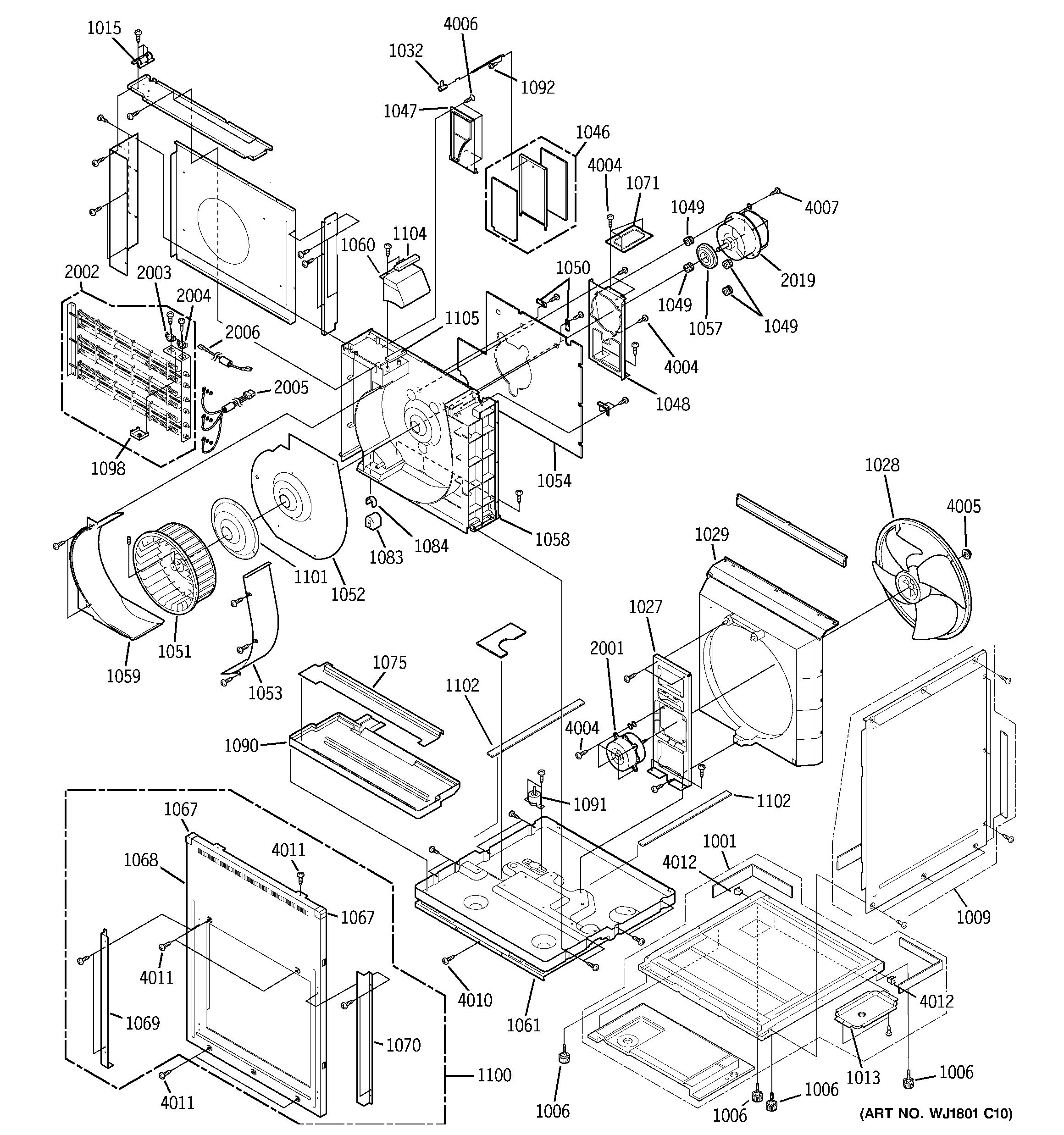 Motor, heater & base pan parts