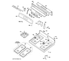 GE JGBP33DET1WW control panel & cooktop diagram