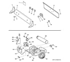 GE DBXR300EG3WS backsplash, blower & motor assembly diagram