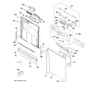 GE GLD4604V00WW escutcheon & door assembly diagram