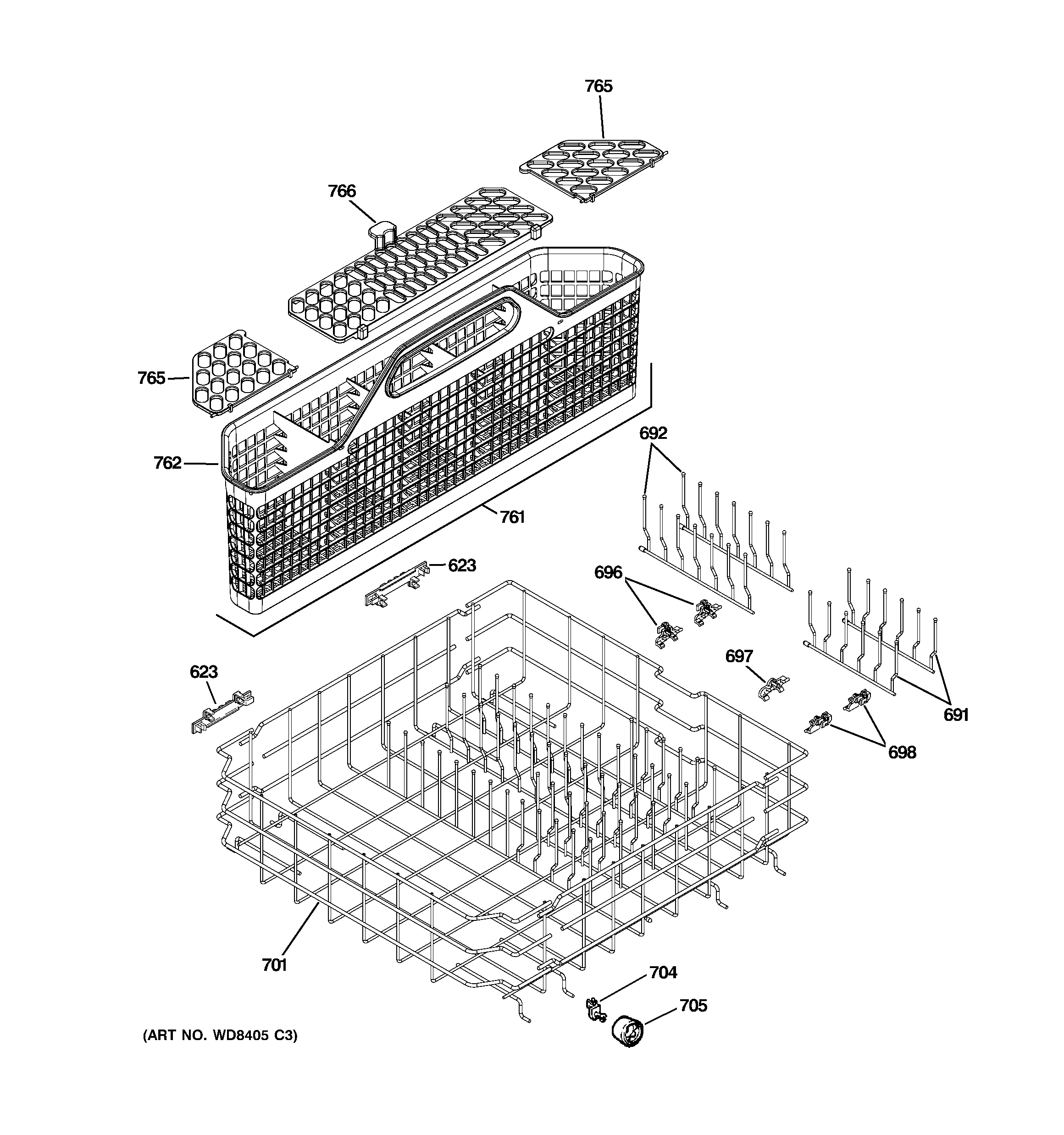 Lower rack assembly