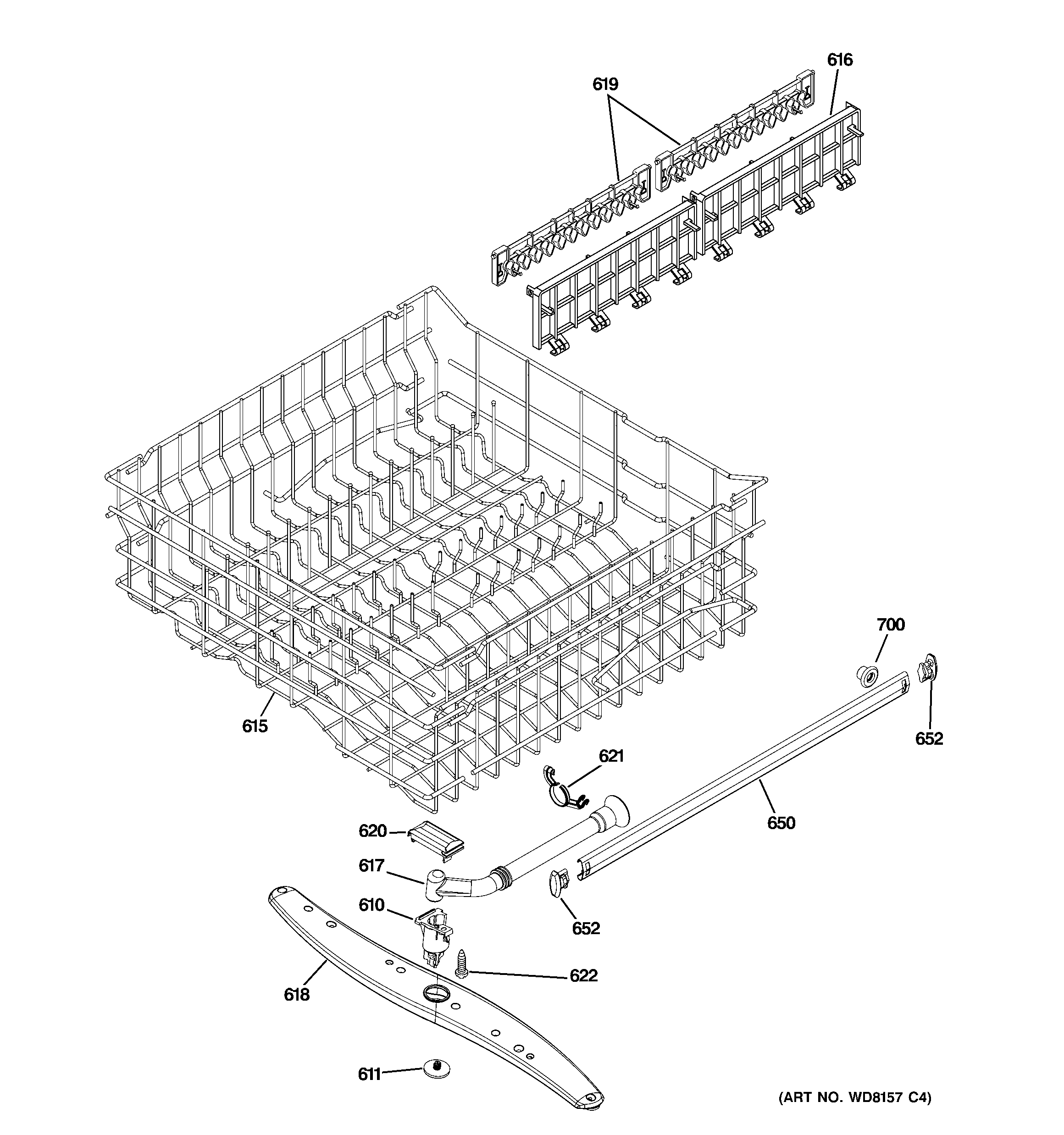 Upper rack assembly