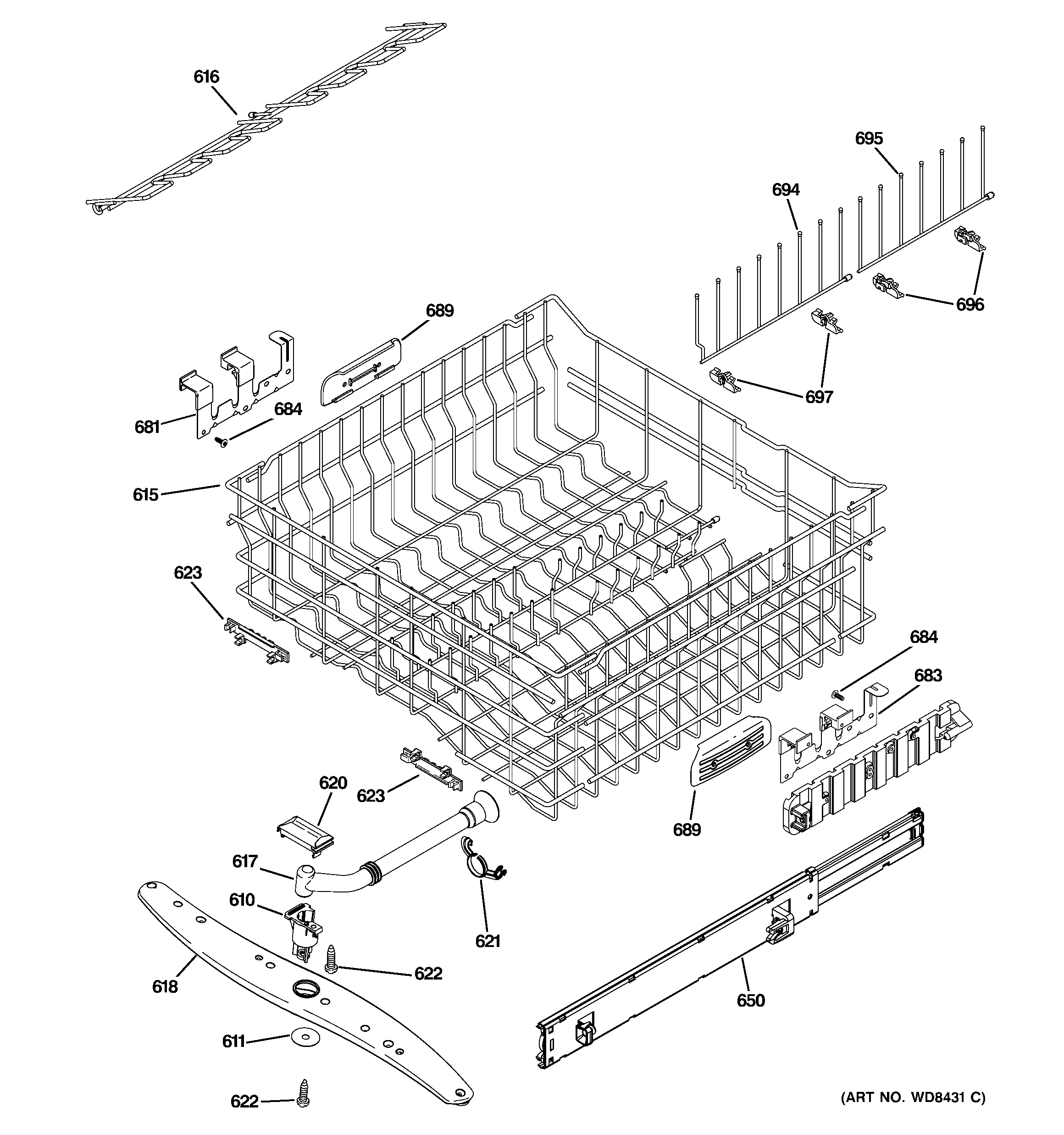 Upper rack assembly