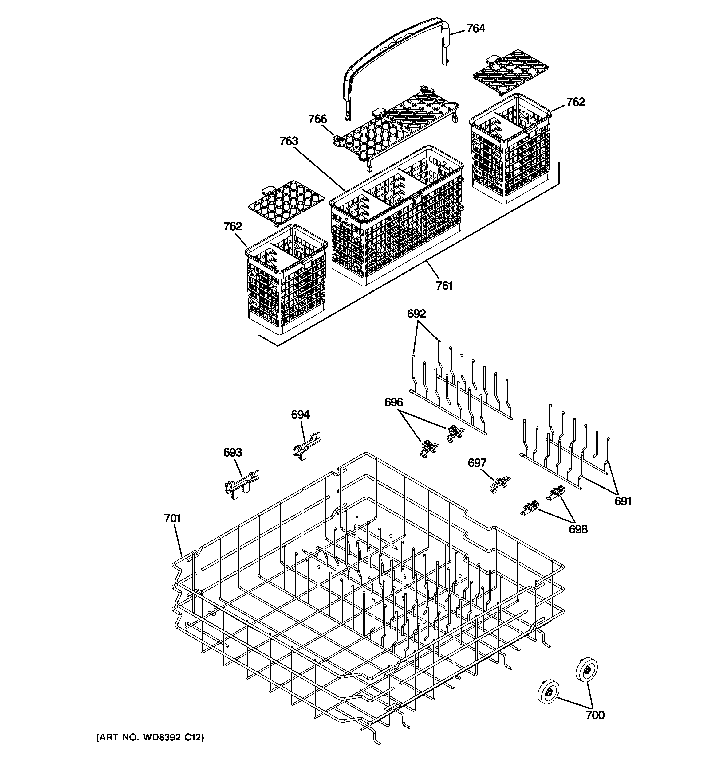 Lower rack assembly