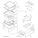 GE PCE23NHTLFBB fresh food shelves diagram
