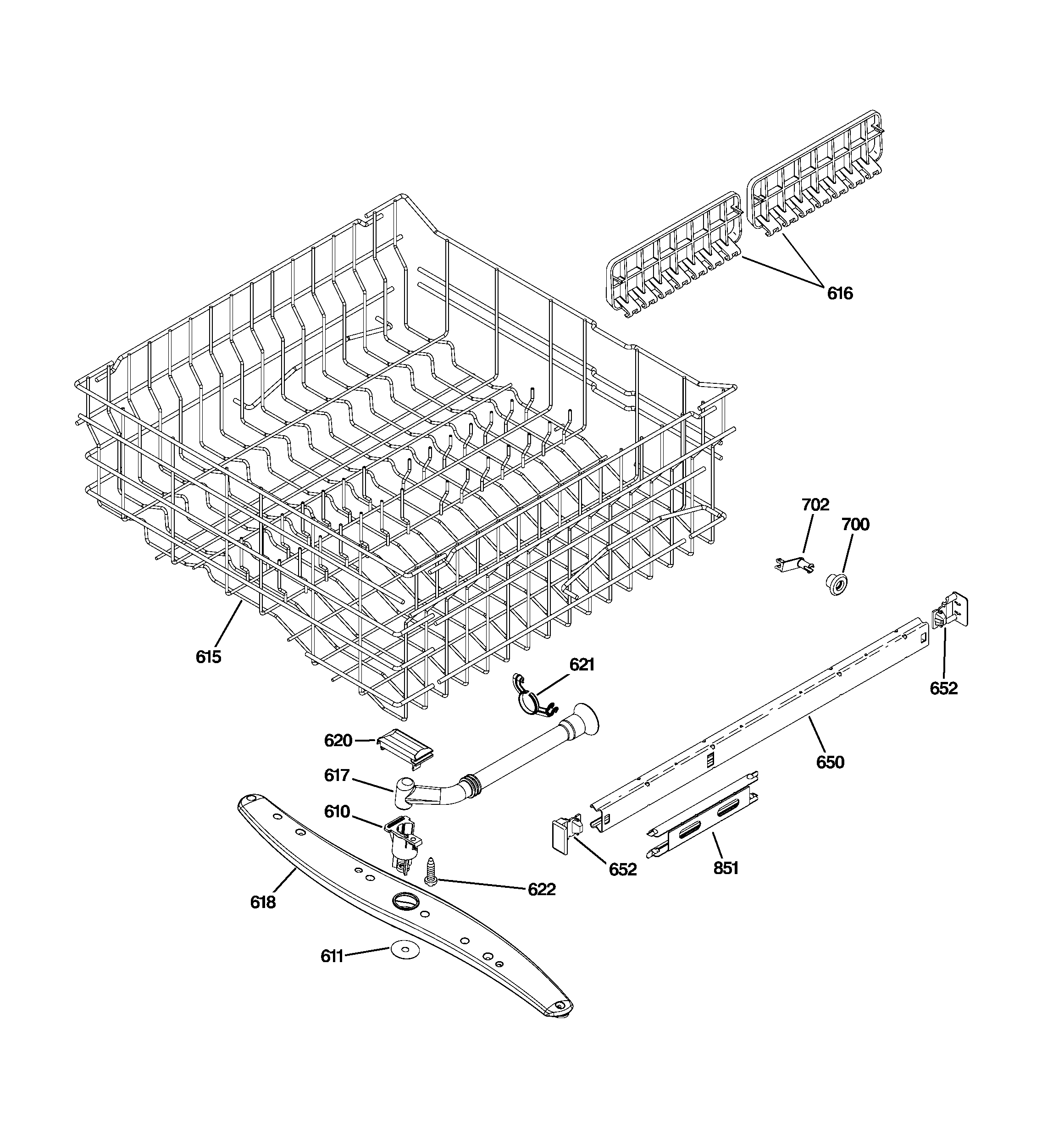 Upper rack assembly