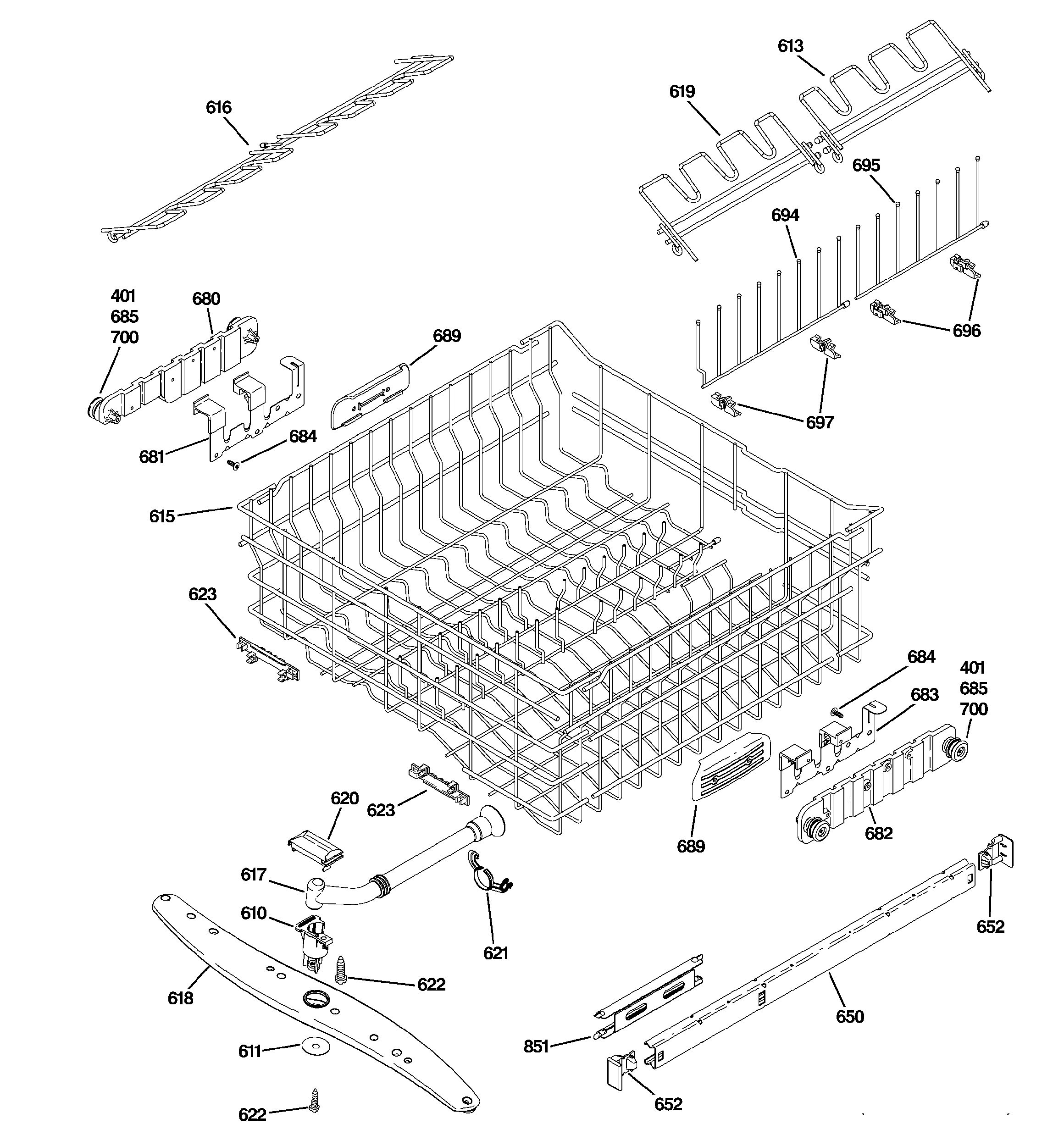 Upper rack assembly