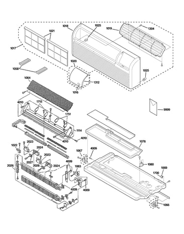 Grille, heater & base pan parts