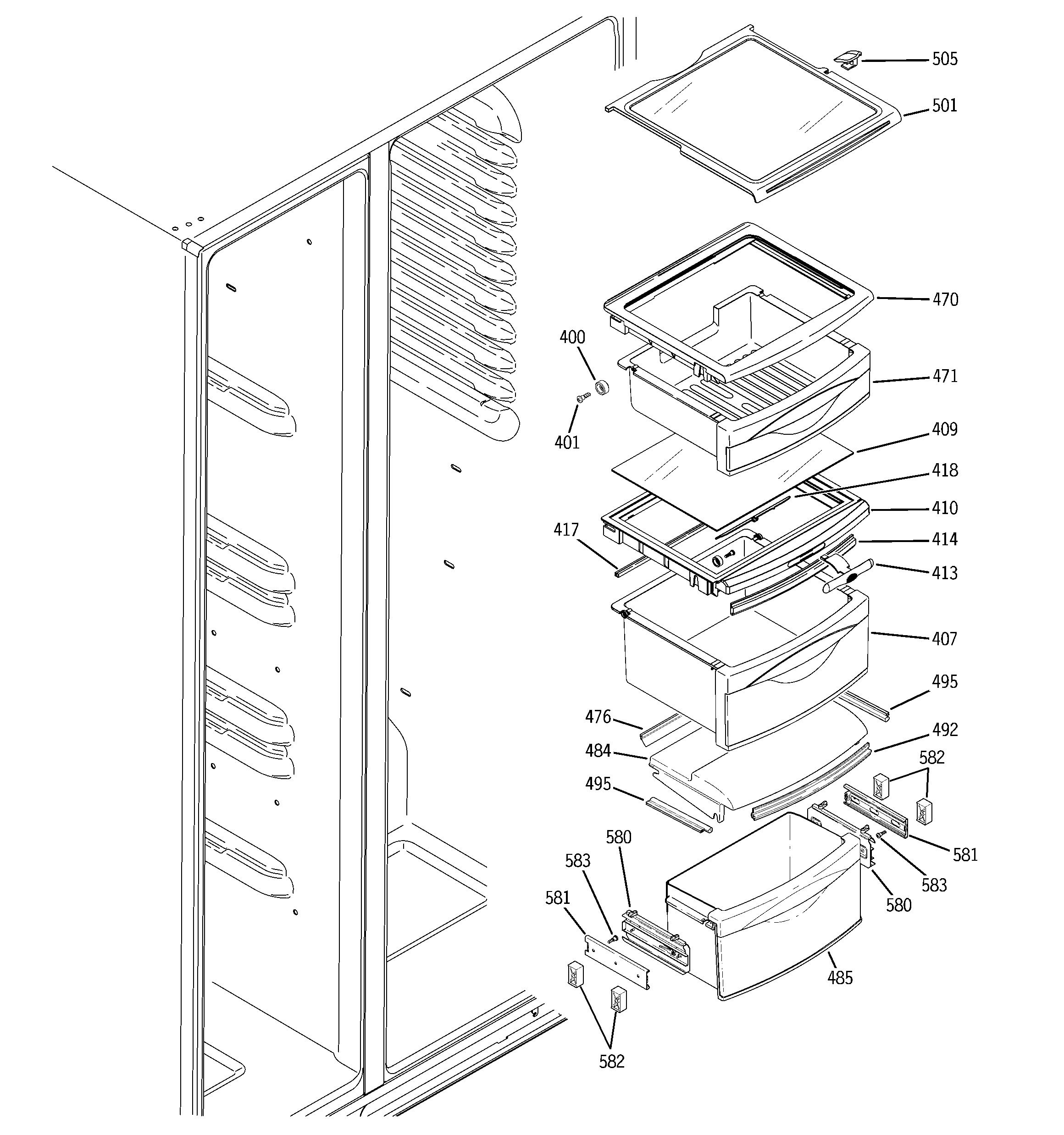 Fresh food shelves