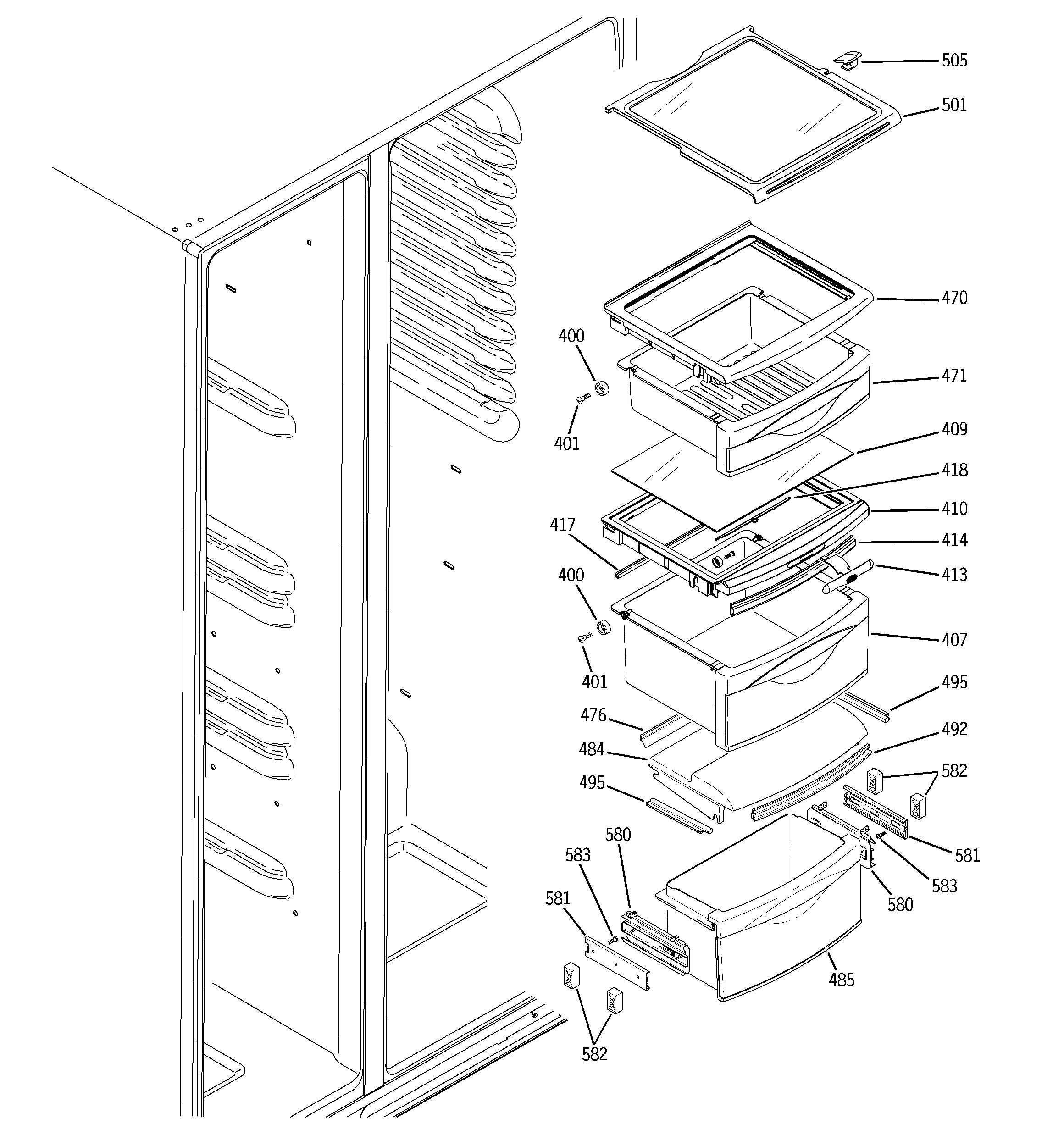 Fresh food shelves