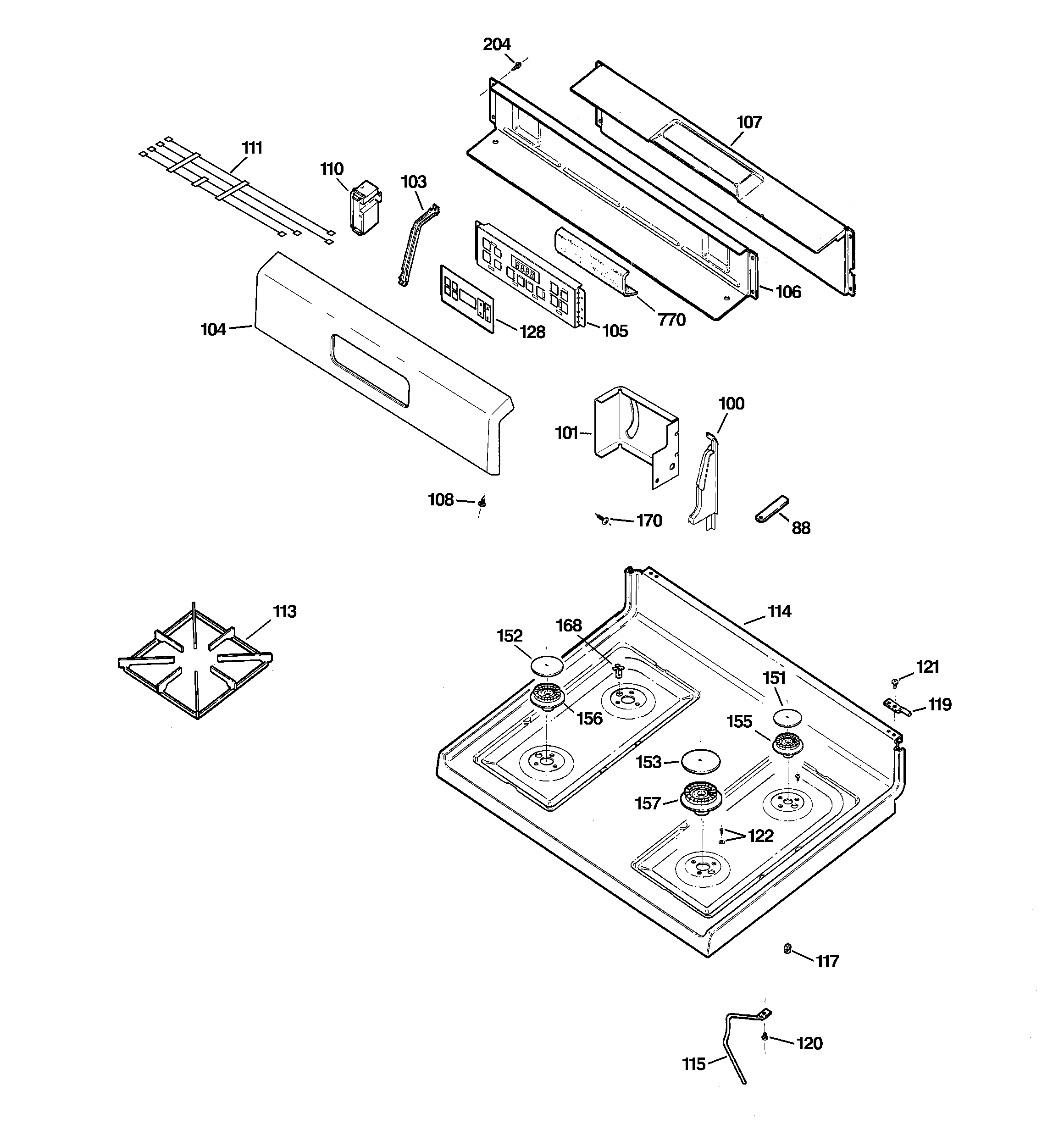 Control panel & cooktop