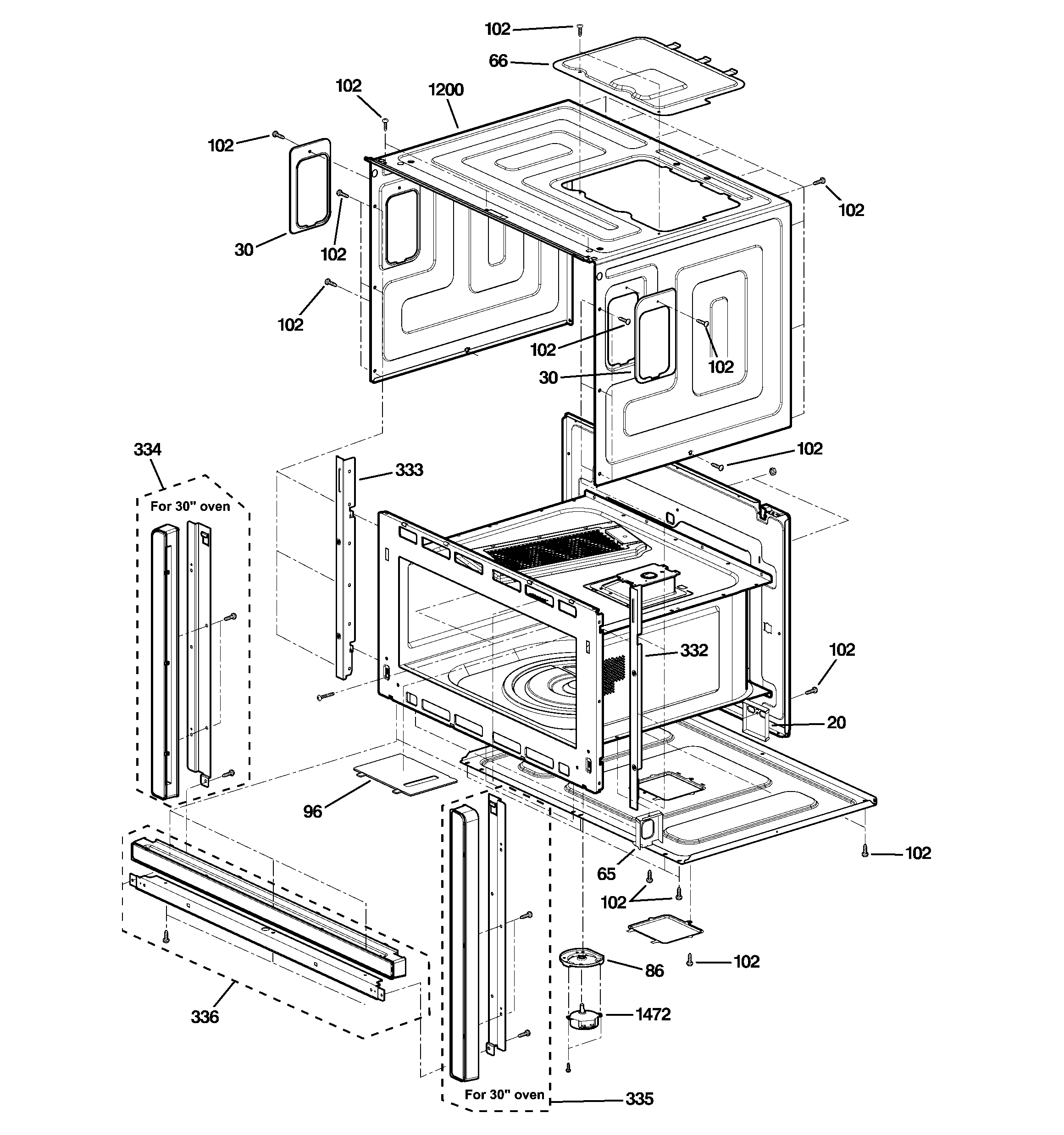 Oven cavity parts