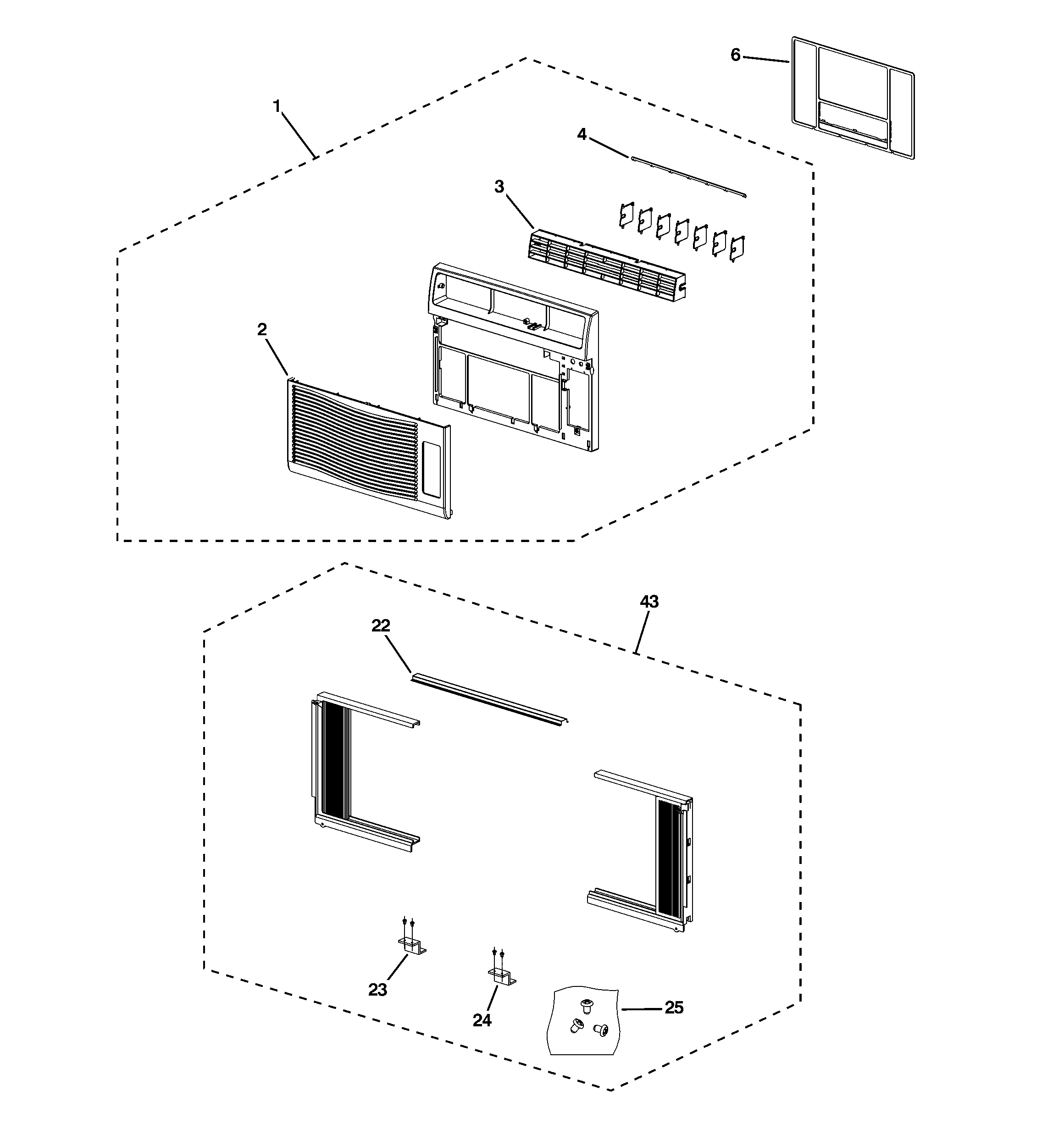 Front panel, filter & frame
