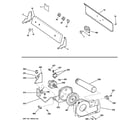 GE DHDSR46GG9WW backsplash, blower & motor assembly diagram