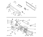 GE GTDP300GM0WS backsplash, blower & motor assembly diagram