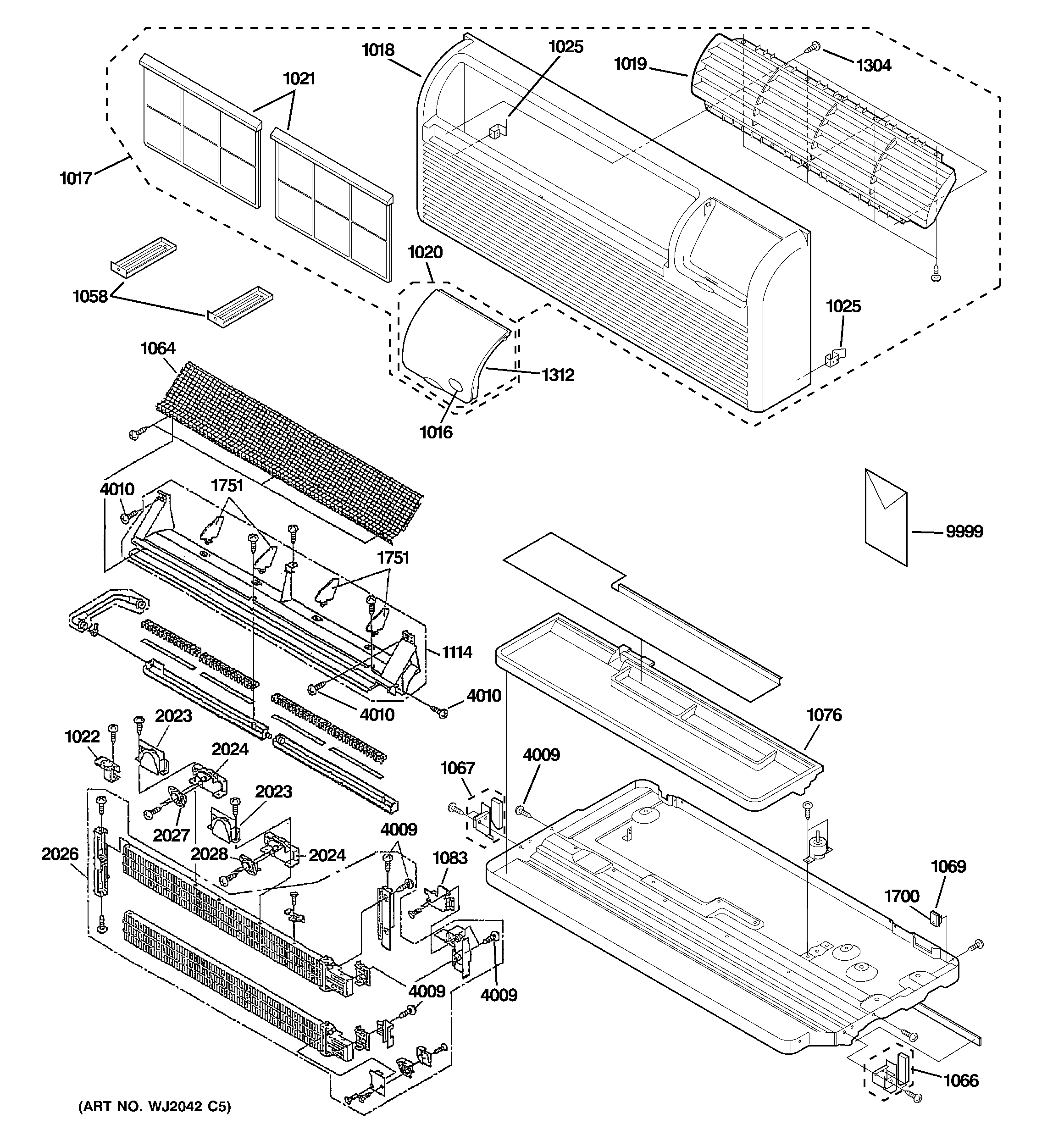 Grille, heater & base pan parts