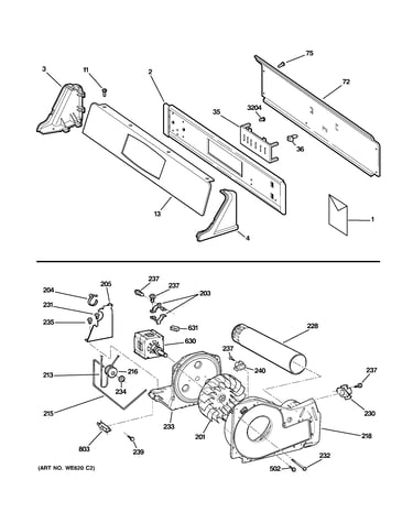 Backsplash, blower & motor assembly