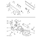 GE GTDP300EM1WS backsplash, blower & motor assembly diagram