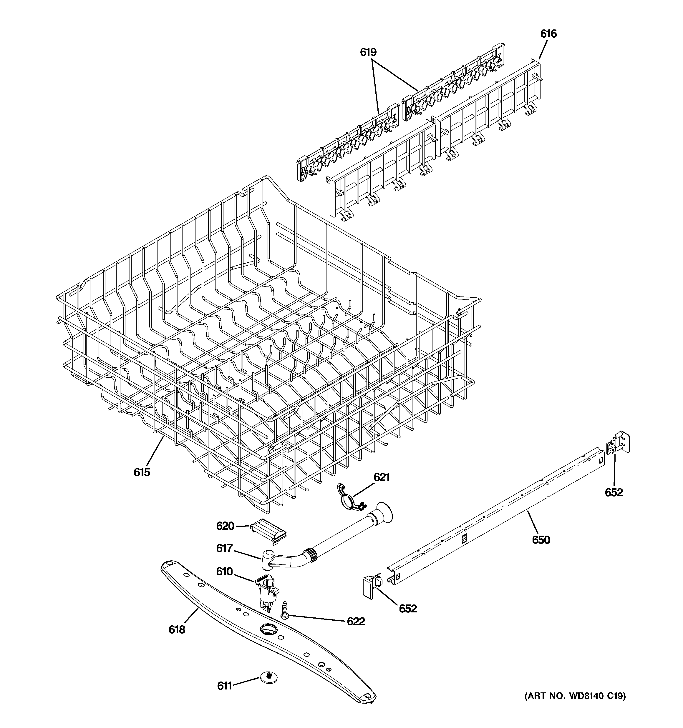 Upper rack assembly