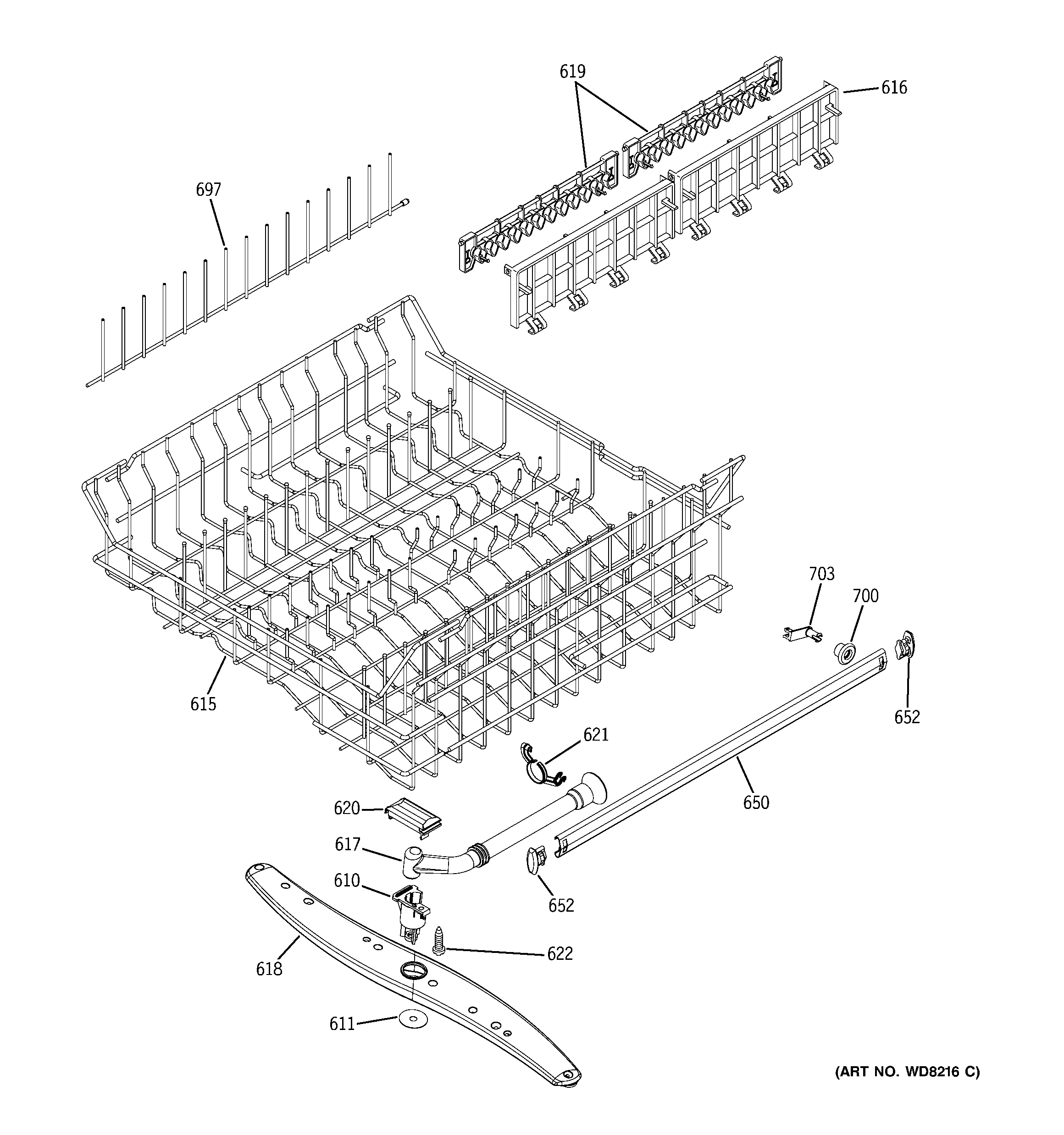 Upper rack assembly