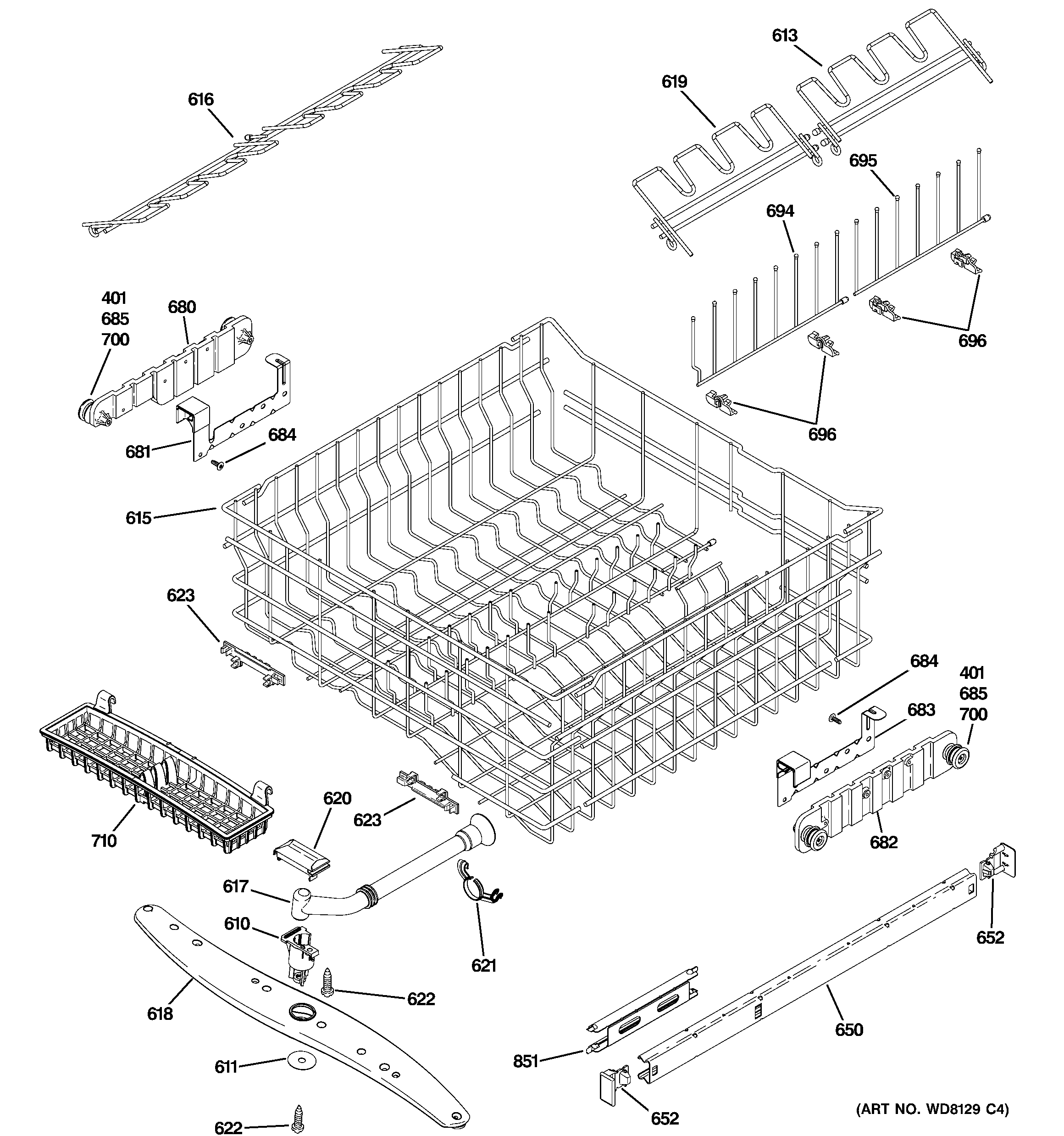Upper rack assembly