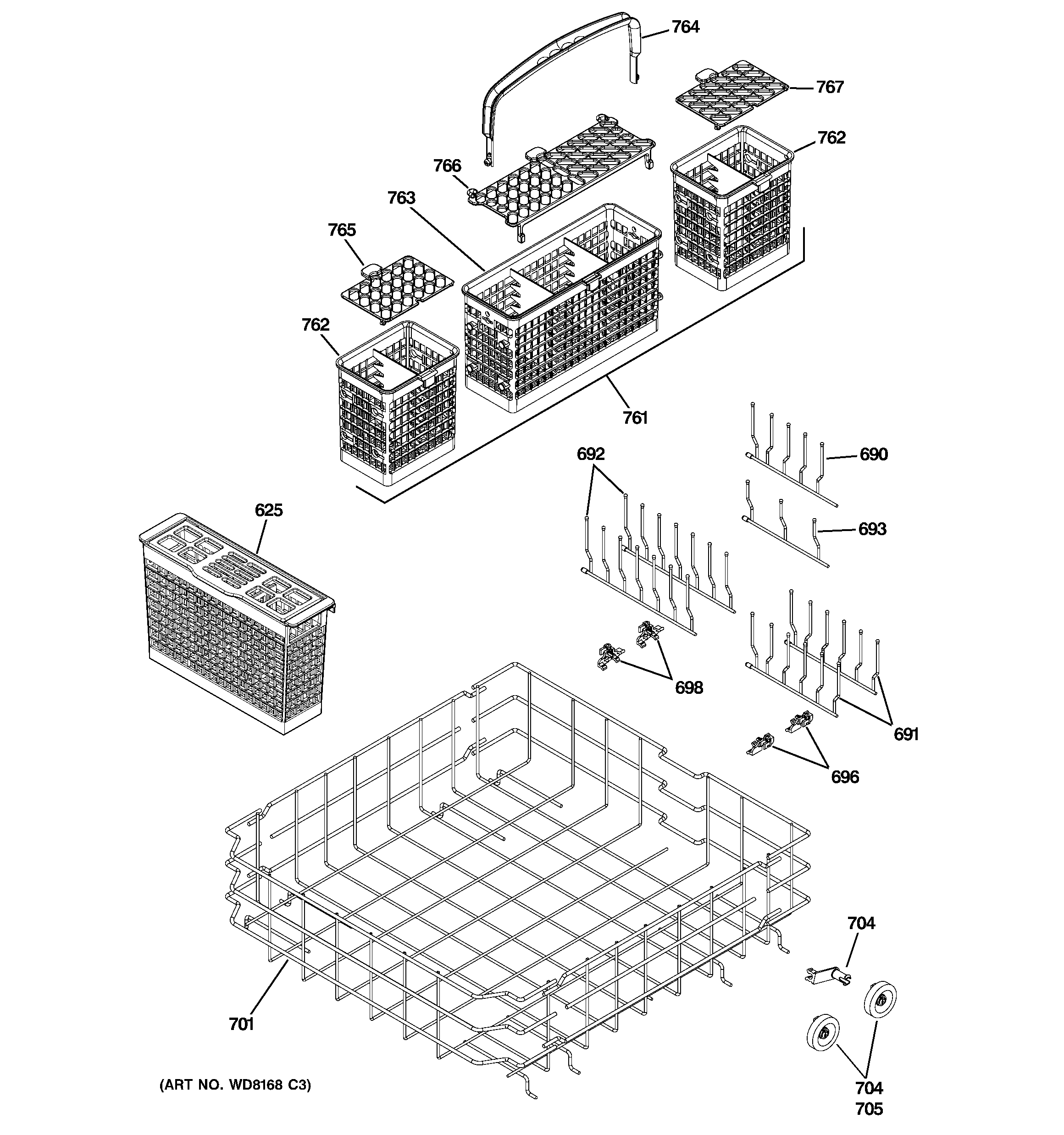 Lower rack assembly