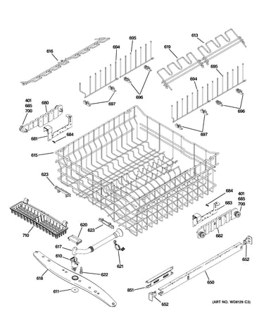 Upper rack assembly