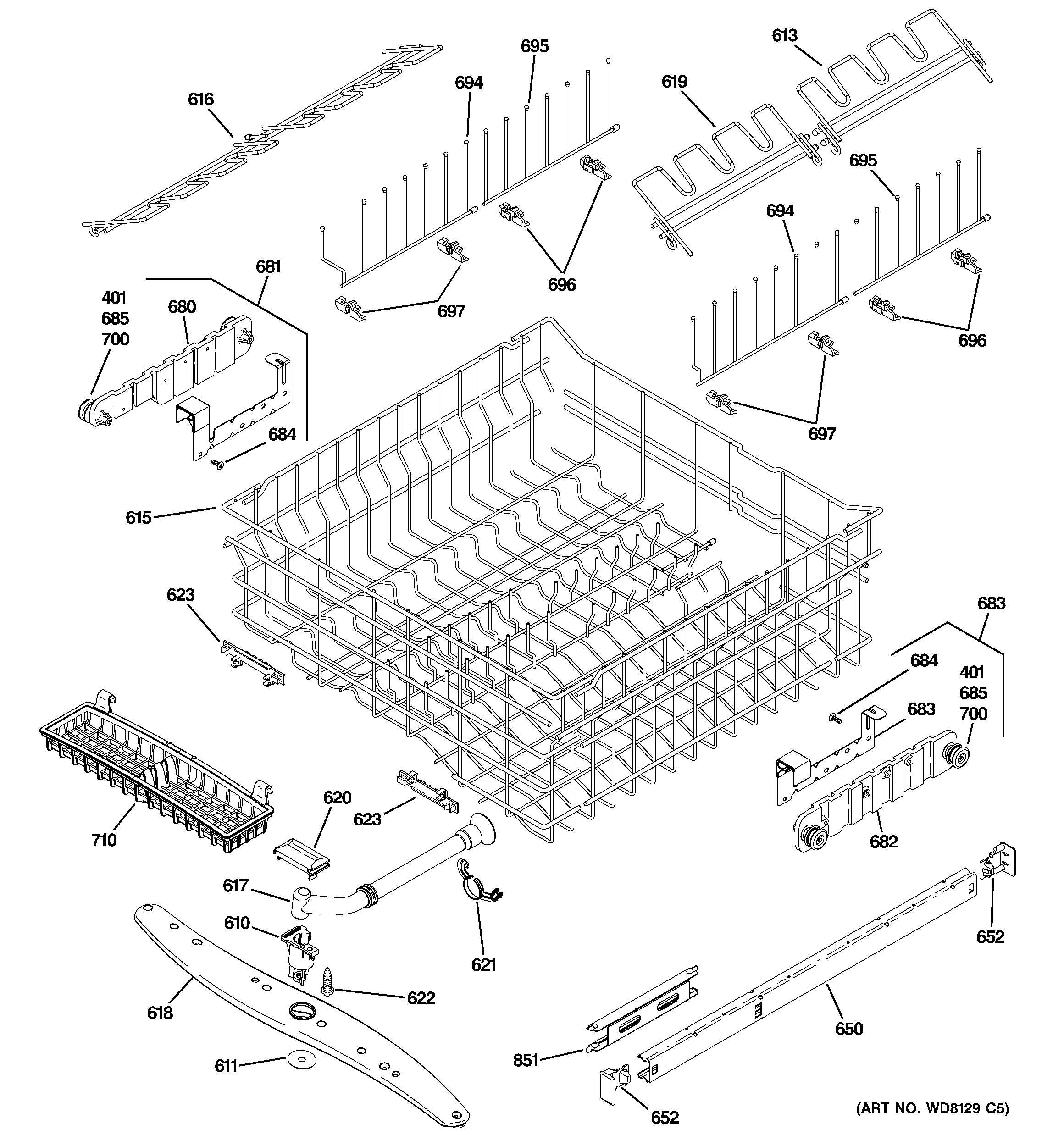 Upper rack assembly