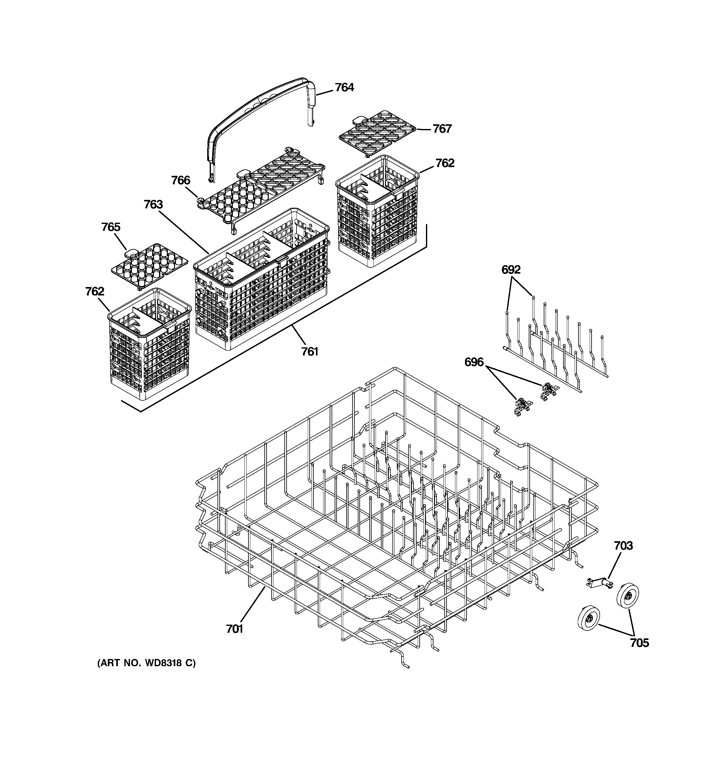 Lower rack assembly