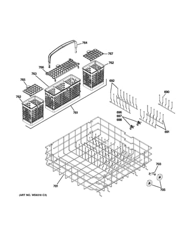 Lower rack assembly