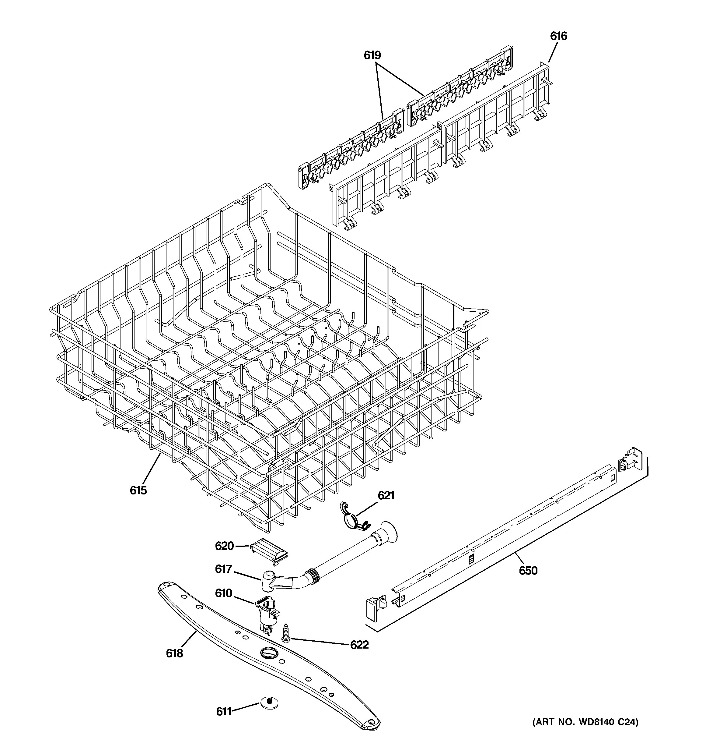 Upper rack assembly