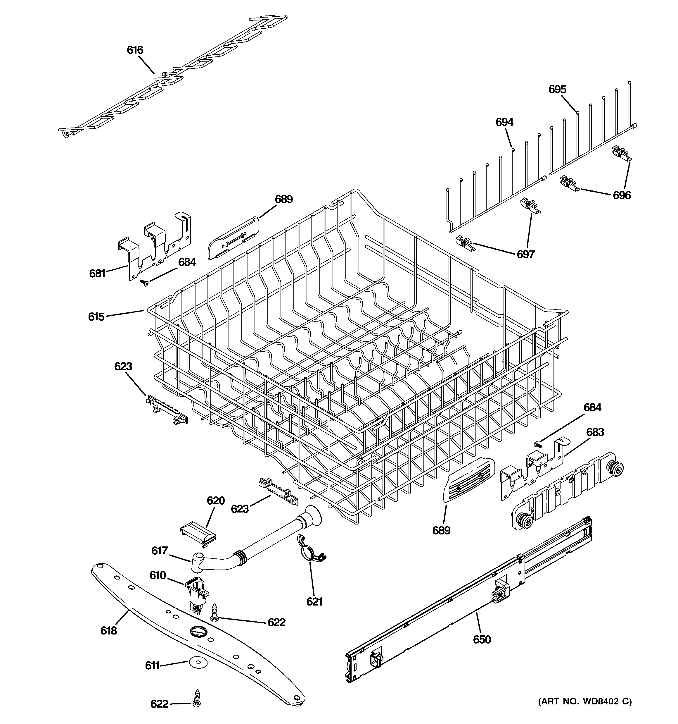 Upper rack assembly