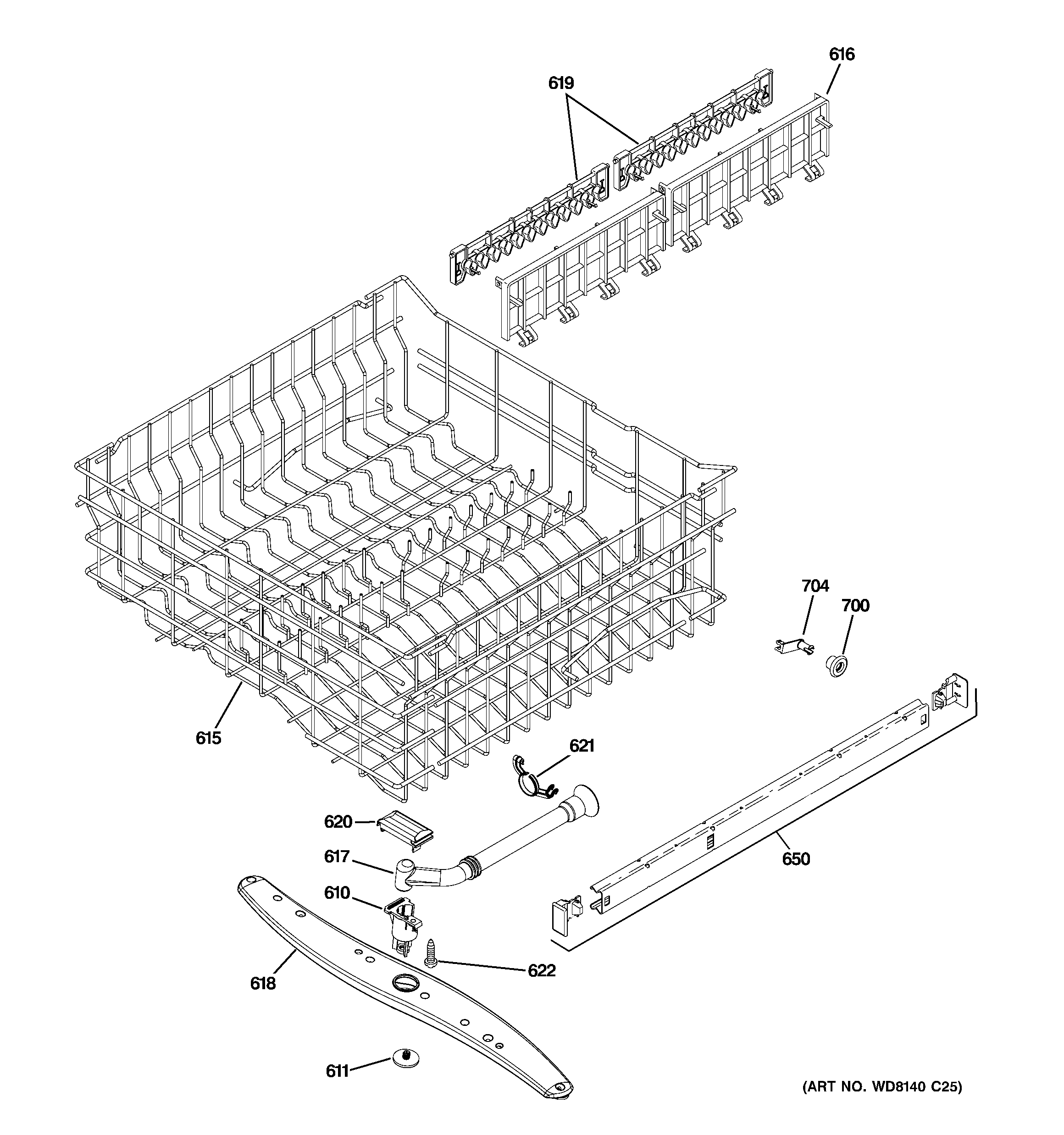 Upper rack assembly