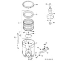 GE GTAN4450M0WS tub, basket & agitator diagram