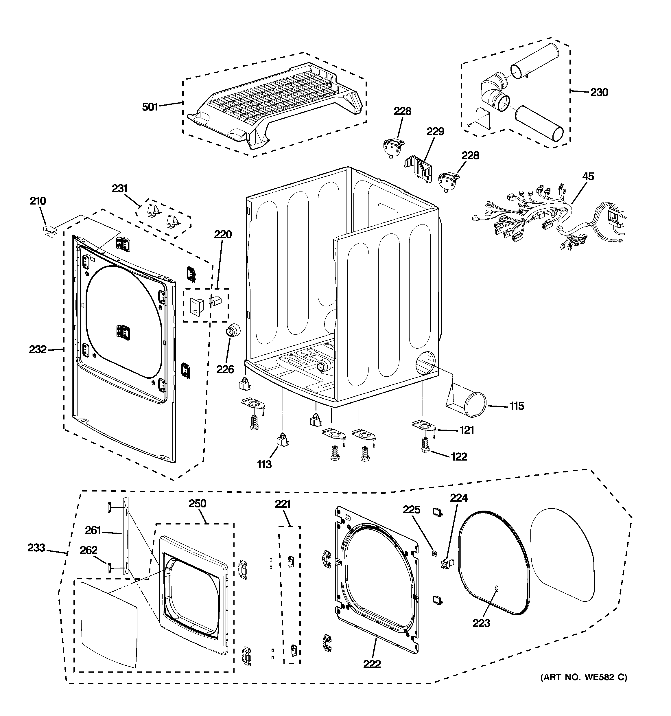 Cabinet, front panel & door