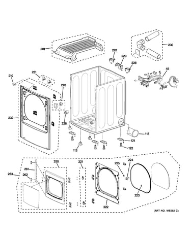 Cabinet, front panel & door