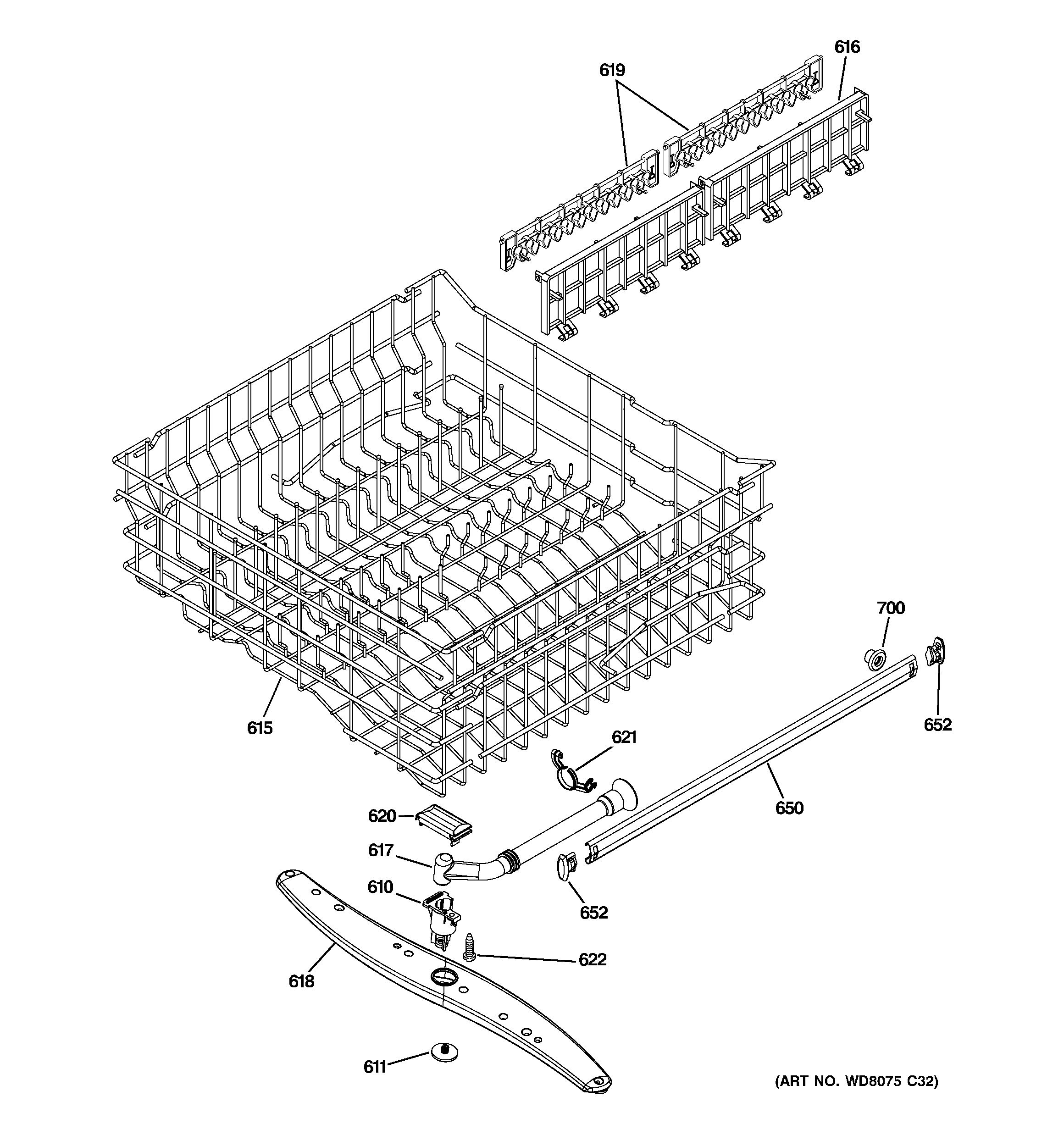 Upper rack assembly