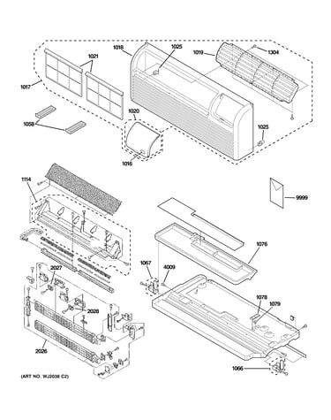 Grille, heater & base pan parts