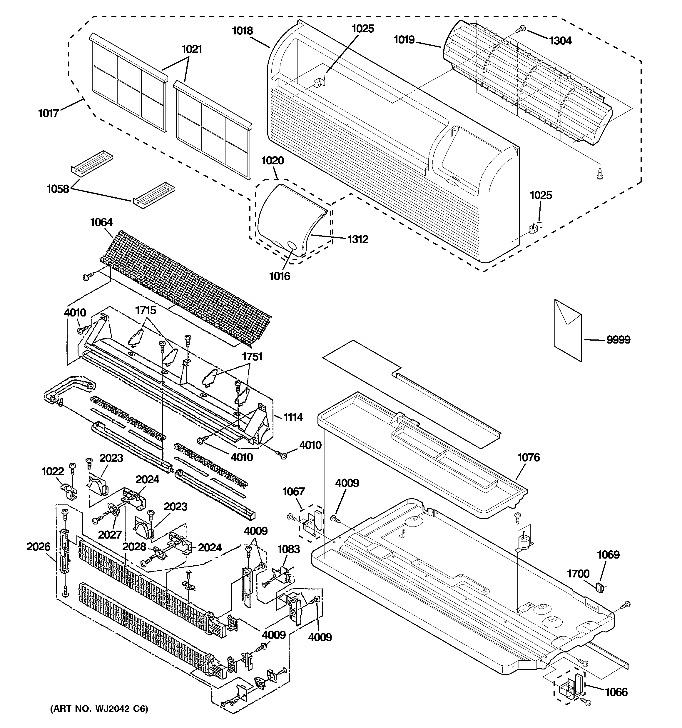 Grille, heater & base pan parts