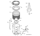 GE WJSR4160D0CC tub, basket & agitator diagram