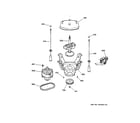 GE WJSR4160D2WW suspension, pump & drive components diagram